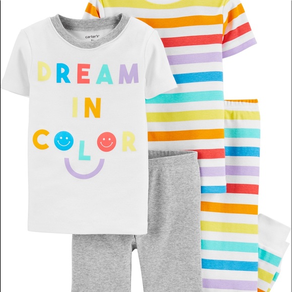 NWT carters 4 pc rainbow pajamas set 3t 3 EASTER - Picture 1 of 4